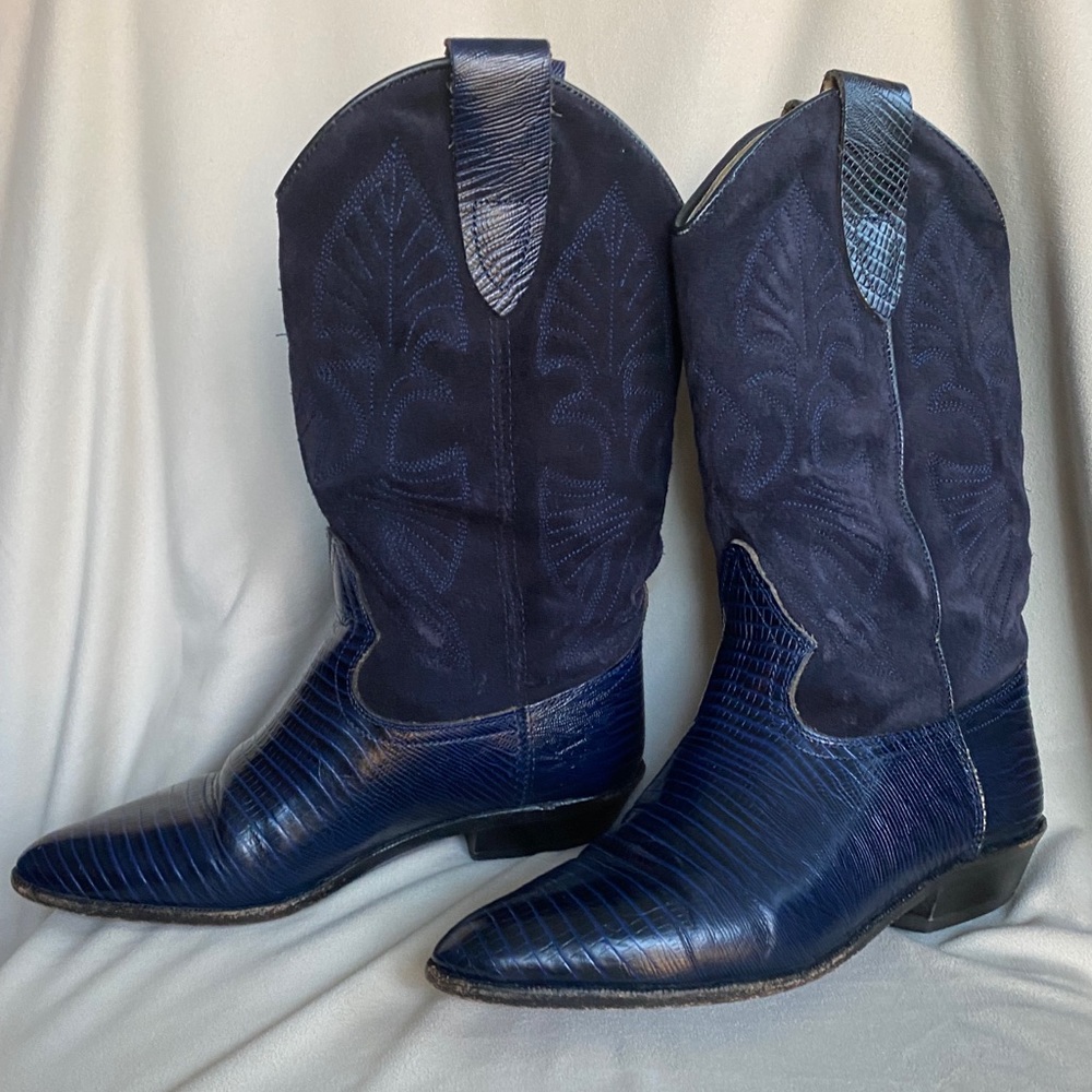 Vintage Brass Plum Snakeskin Boots